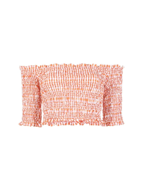 Strapless Check Pattern Top