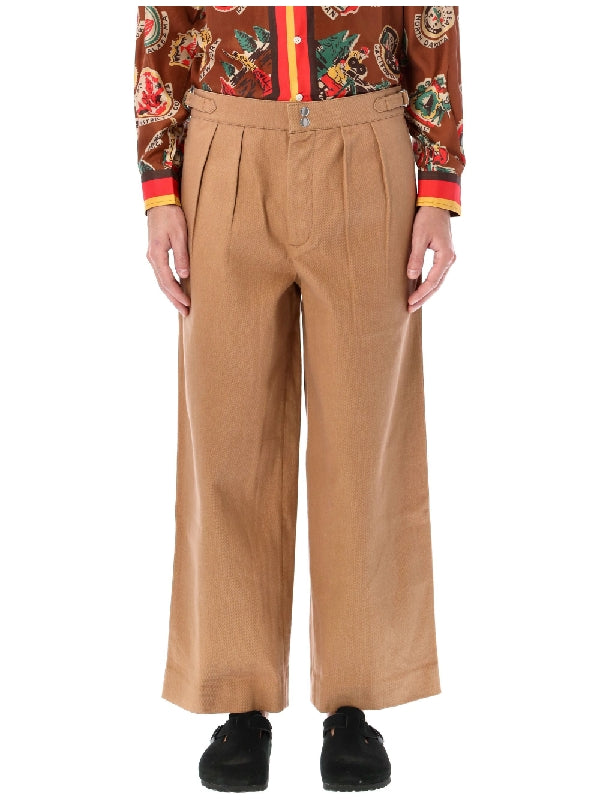 BODE - Pin Tuck Wide Cotton Trousers - Jente