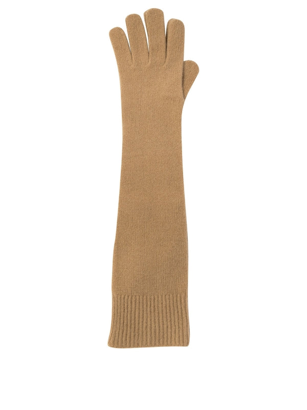 Wool Cashmere Ribbed Knit Gloves