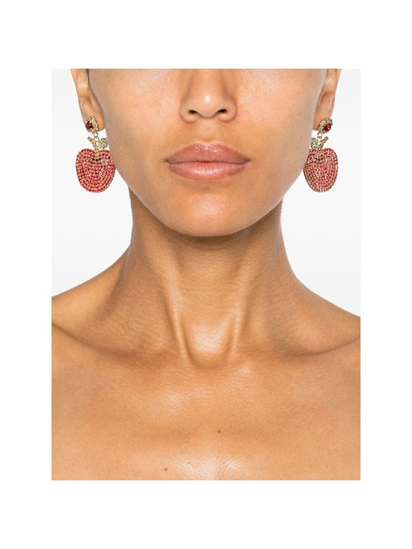 Rhinestone Apple Earrings