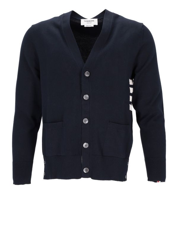 4-Bar V-Neck Cotton Cardigan