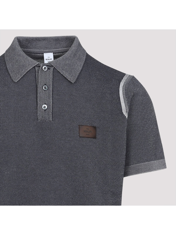 Logo Patch Cotton Silk Polo Shirt