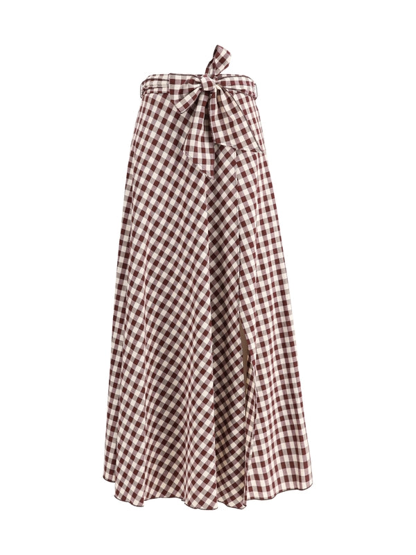 Vichy Check Pattern Printing
  Cotton Skirt