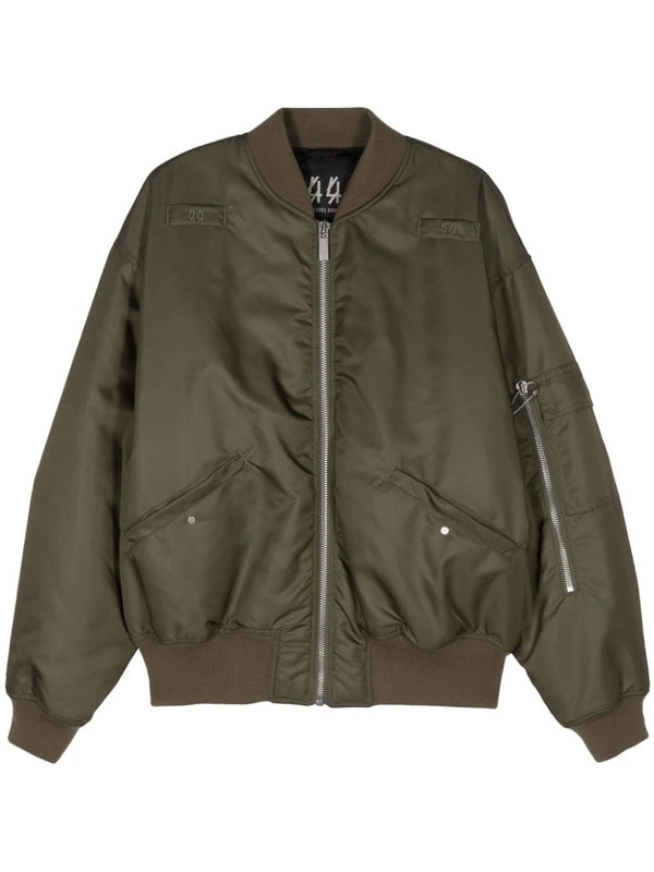 Zip Detail Nylon Bomber Jacket