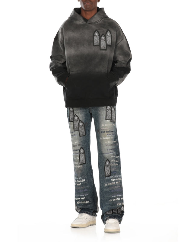 Back Logo Patch Lettering Denim Pants