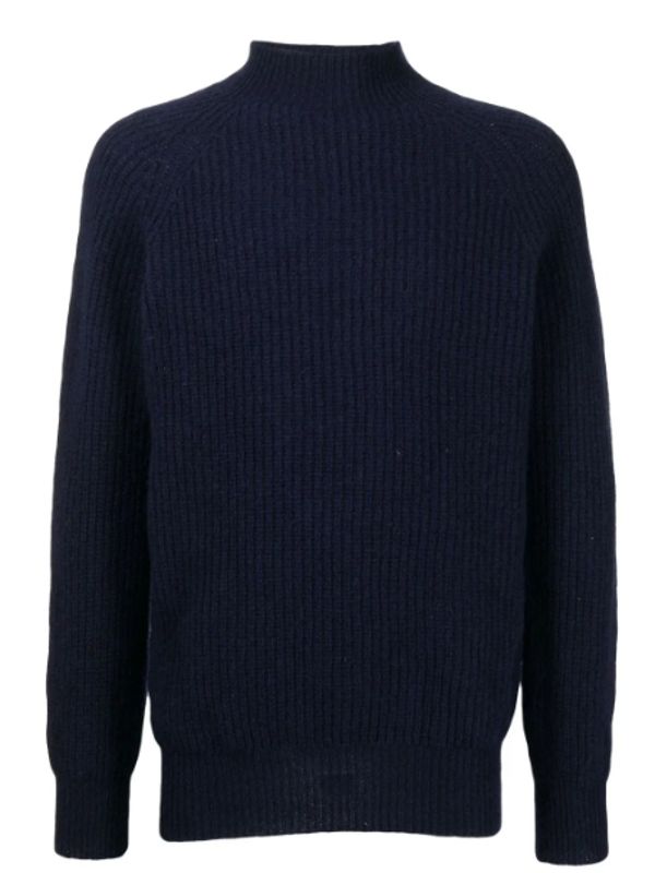 Mock Neck Ribbed Wool Knit