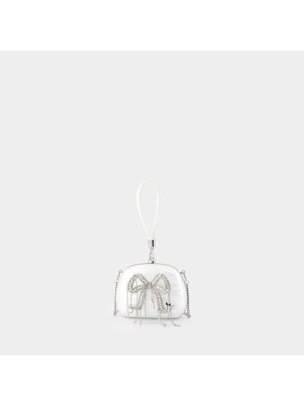 Crystal Bow Decoration Strap Clutch Bag