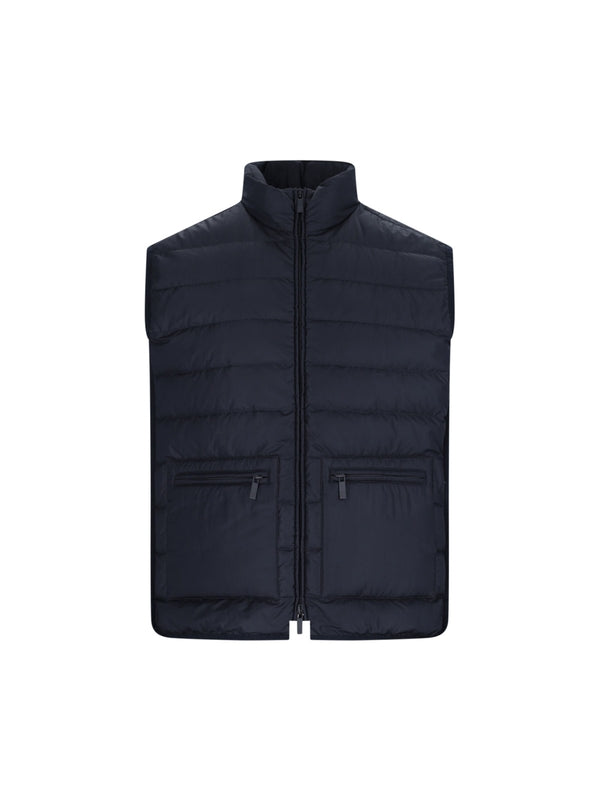 4-Bar Detail High-Neck Padded Vest