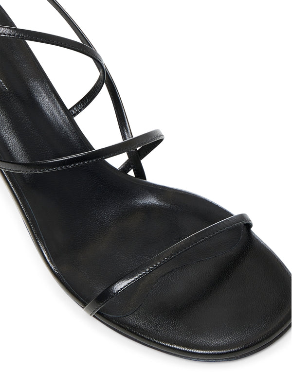Black Leather Sandal Heels