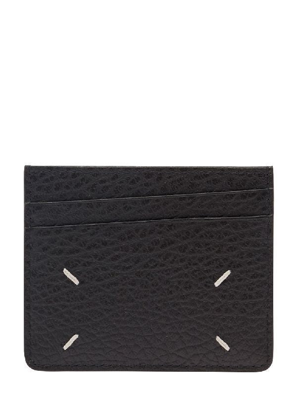 Stitch Black Leather Card Wallet