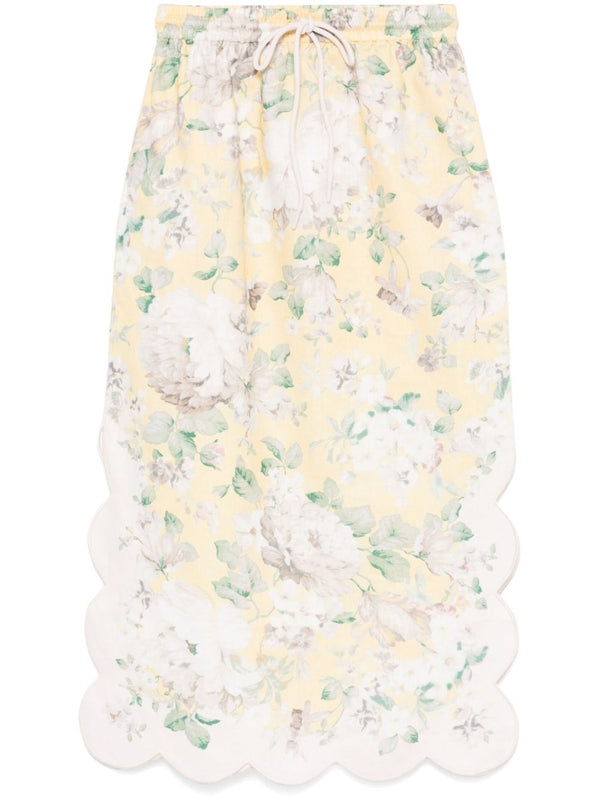 Acacia Flower Printed Linen Skirt