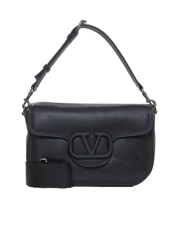 V Logo Leather Crossbody Bag