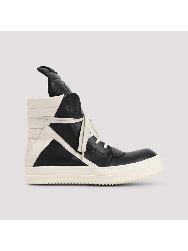 Zipper Detail Leather High Top Sneakers