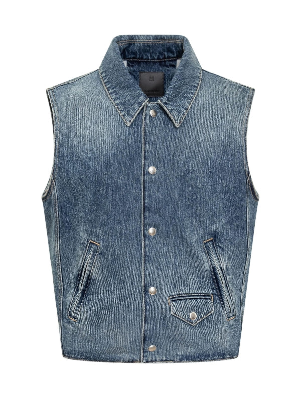 Chest Logo embroidery Denim Vest