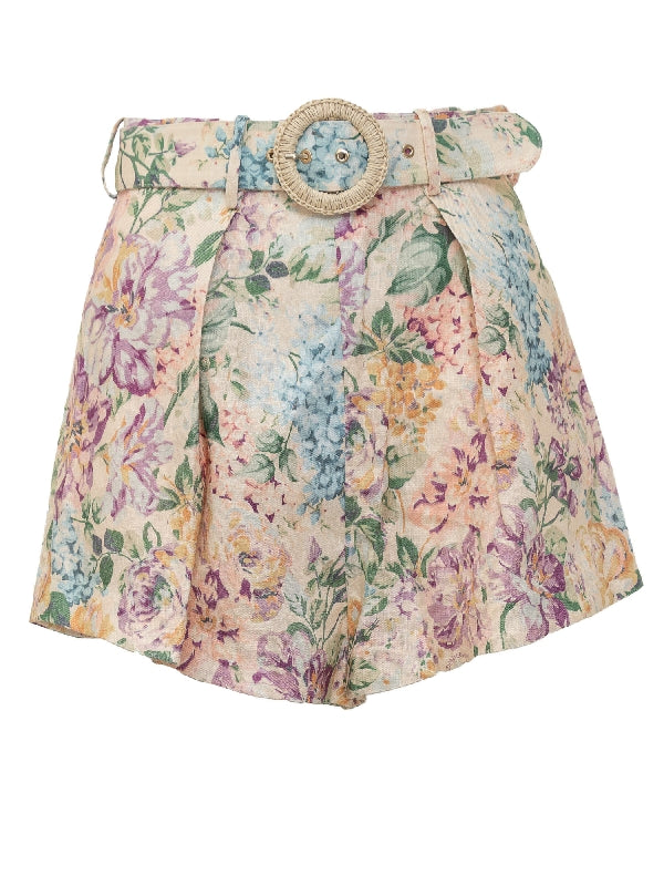 Halliday Flower Linen Shorts