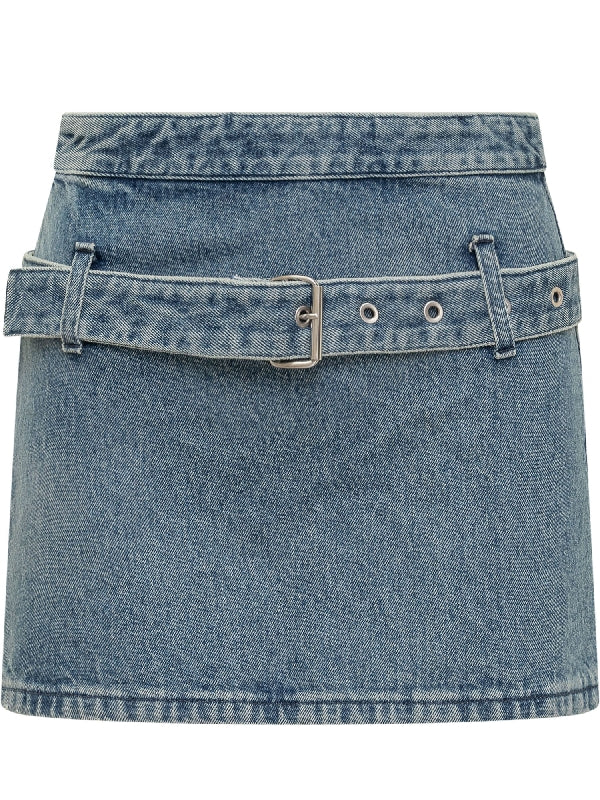 Belted Denim Mini Skirt