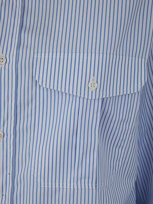 Flap Pocket Pinstripe Shirt Dress