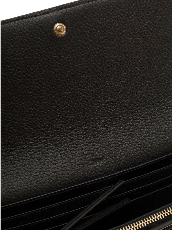 Alphabet Leather Flap Long Wallet