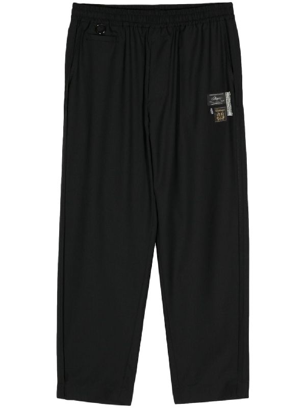 Logo Patch Wool Blend Pants