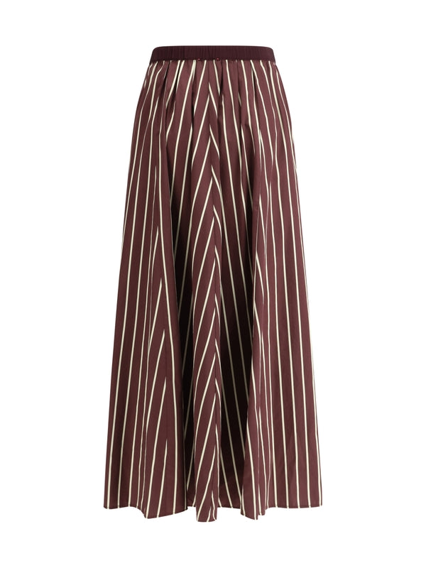 Stripe Pattern Banding Satin Skirt