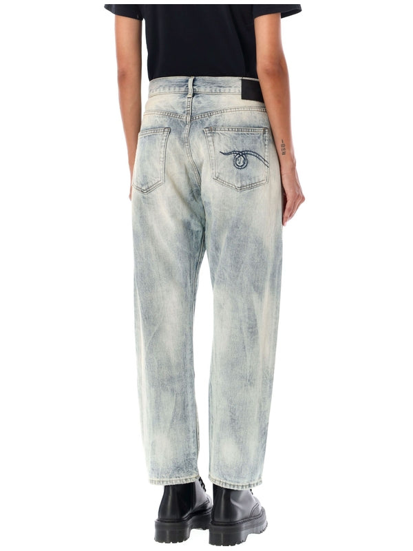 Cross Button Crop Denim Pants