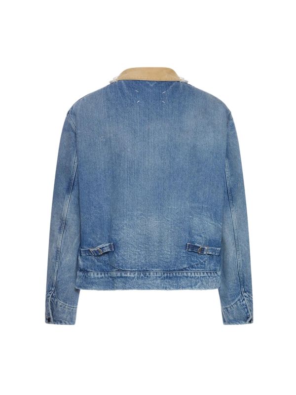 Distressed Collar Cotton Denim Jacket