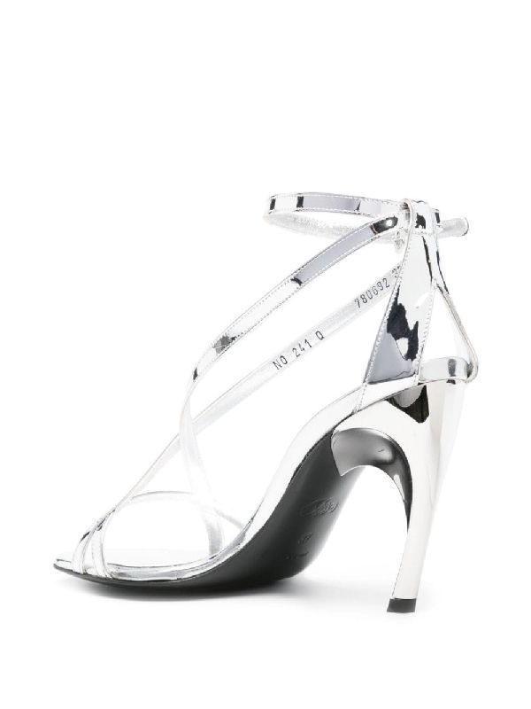 Ankle Strap
  Metallic Leather Sandal Heel