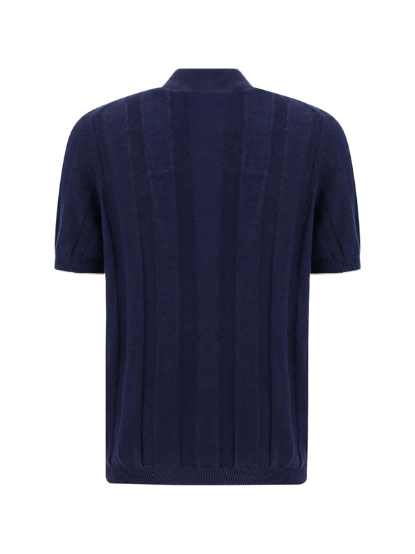 Allover Ribbed Linen Polo
  Shirt