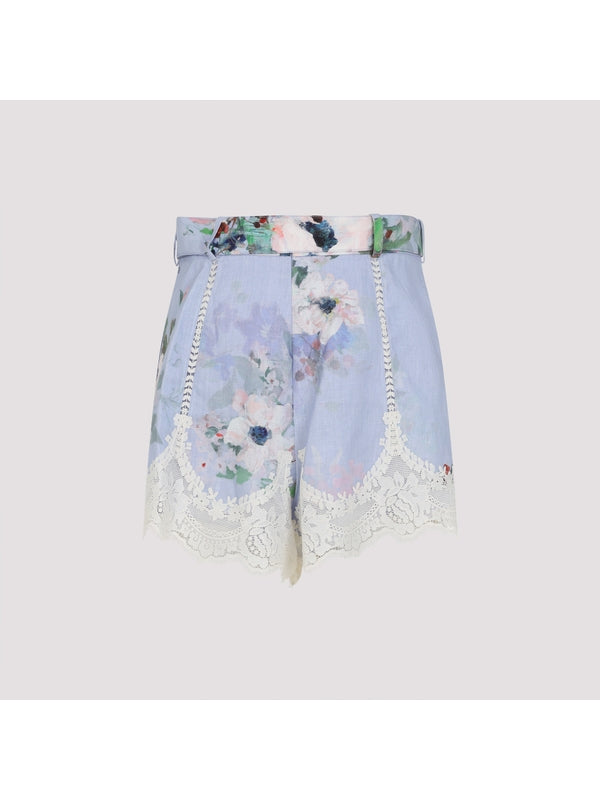 Flower Lace Belt Shorts