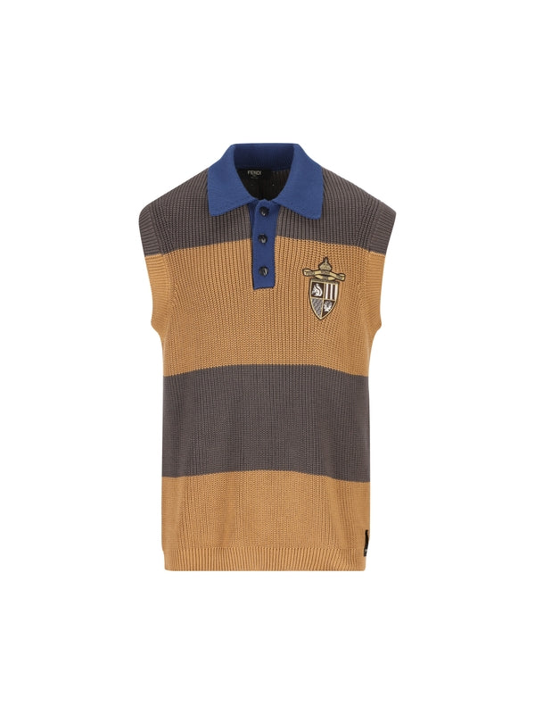 Stripe Sleeveless Polo Shirt