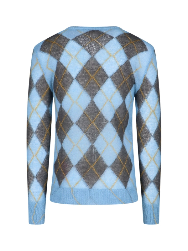 Argyle Pattern Mohair Knit