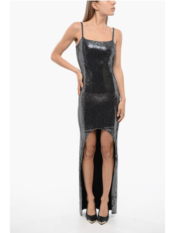 Sequin Asymmetric Sleeveless Dress