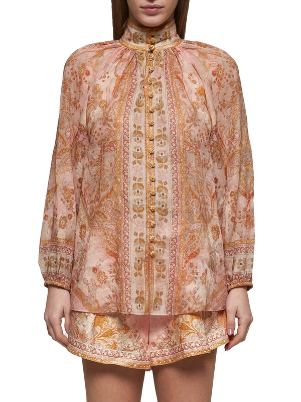 Acacia High Neck Flower Pattern Blouse