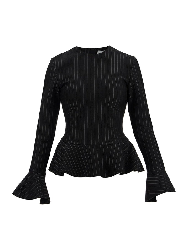 Back Zipper Stripe Long Sleeve Top