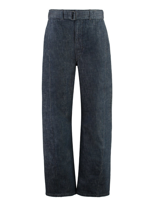 Belt Straight Denim Pants