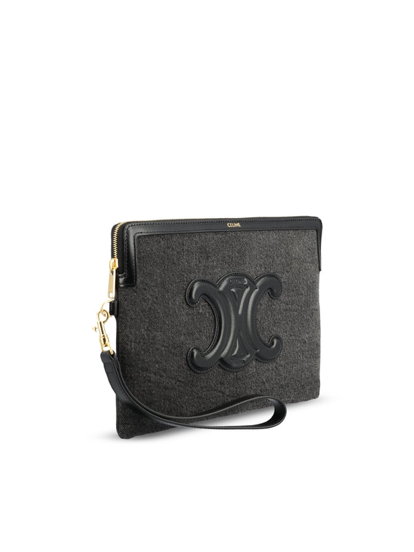 Triomphe Denim Small Clutch Bag
