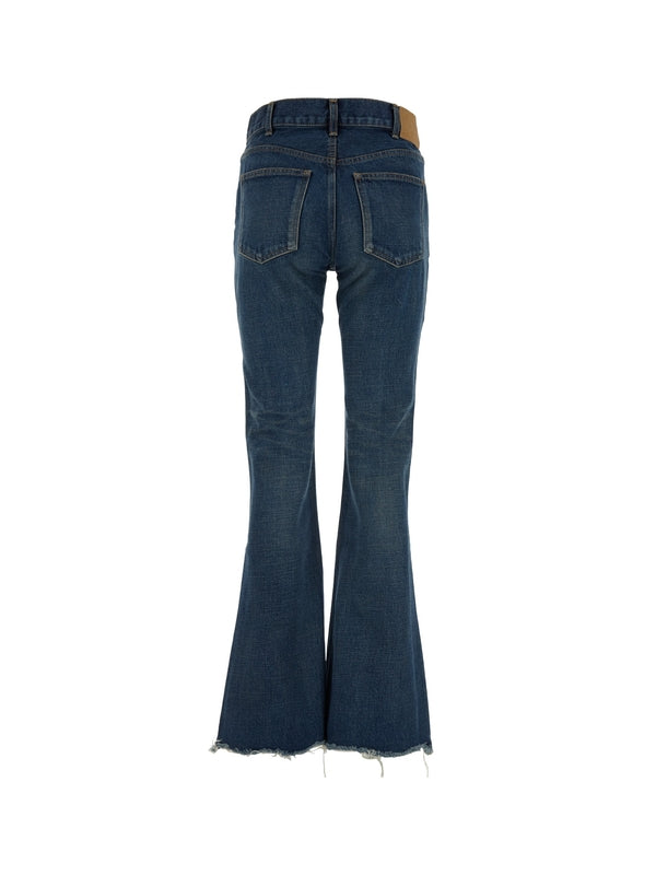 Back Logo Patch Flare Denim Cotton Pants