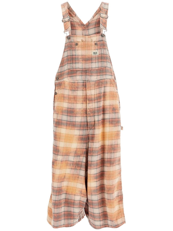 Jumbo Check Distressed Overalls