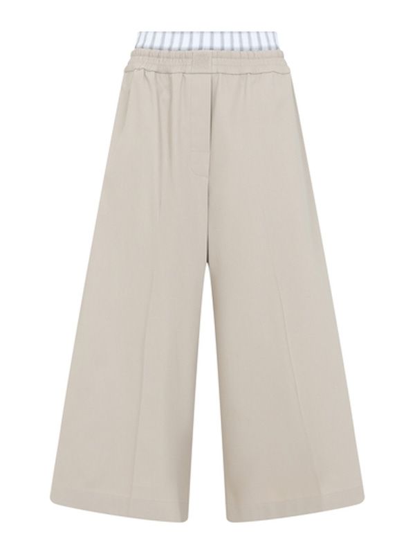 Layered Detail Cotton Crop Pants