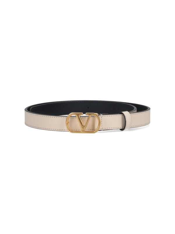 V Logo Leather Belt