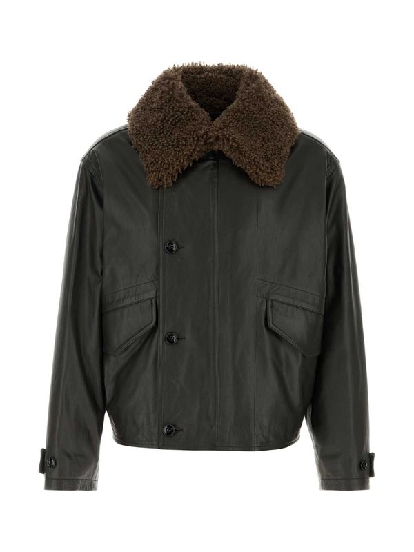 Shearling Collar Leather Jacket