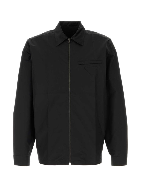 Triangle Patch Cotton Zip-Up Shirt