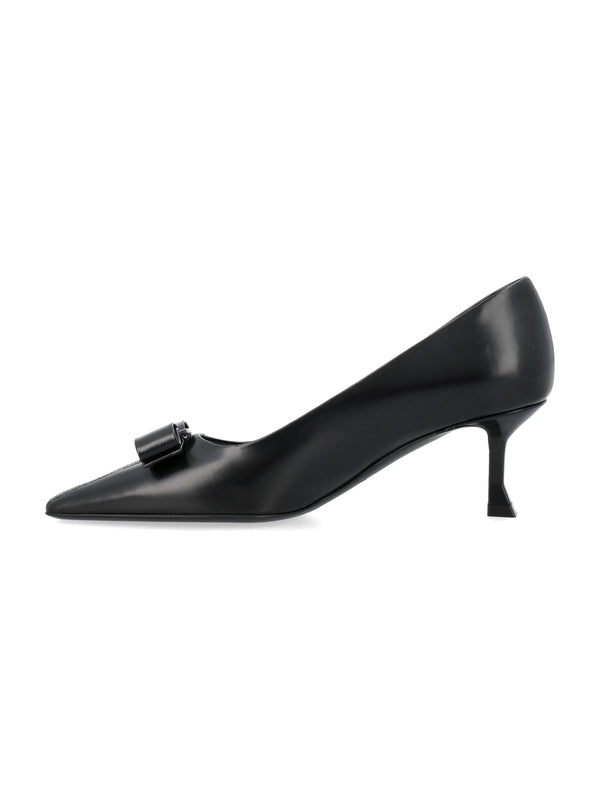 FERRAGAMO - Bala Bow Leather Pumps - Jente