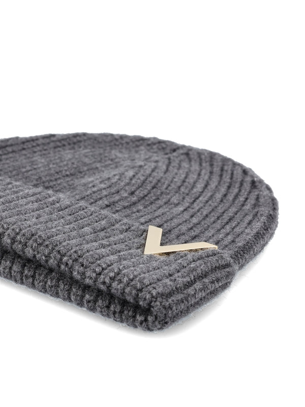 V Logo Wool Beanie