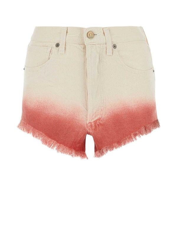 Gradient Fringe Denim Shorts