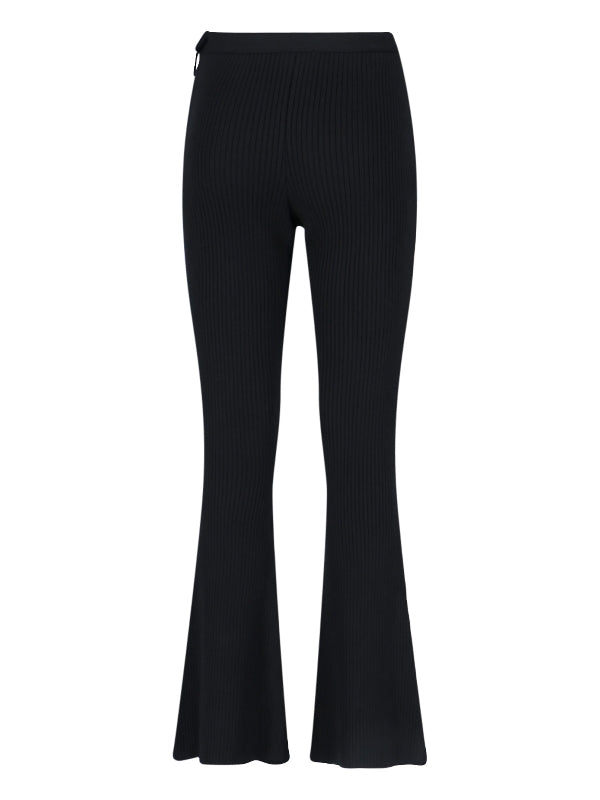Logo Patch Rib Knit Flare Pants