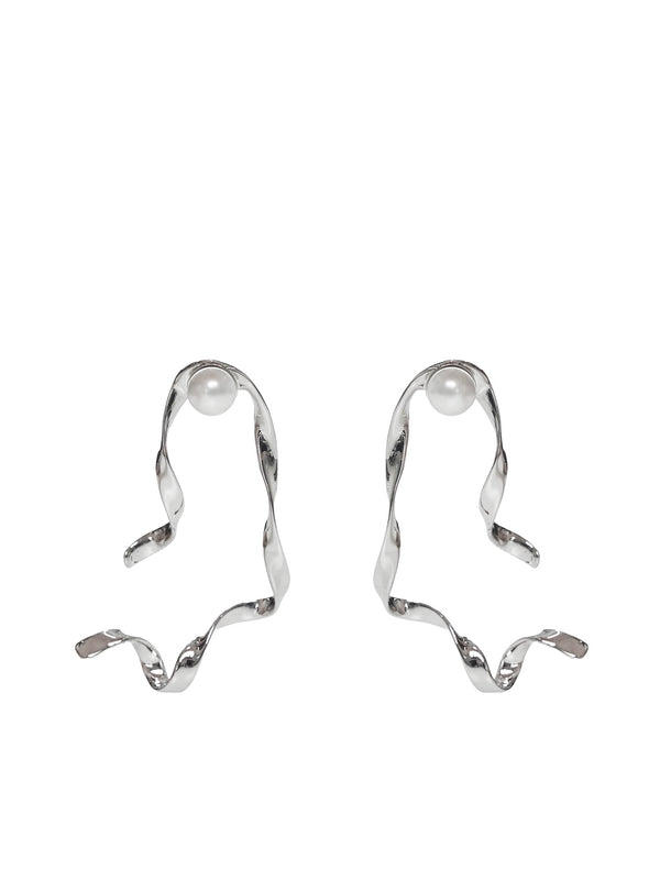 Pearl Twist Silver Earrings