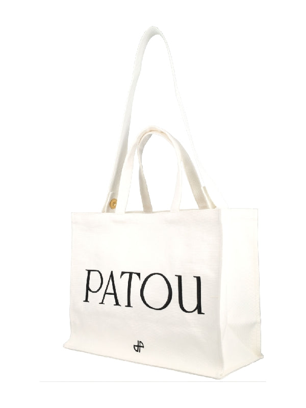 PATOU - Logo Embroidered Cotton Canvas Tote Bag - Jente