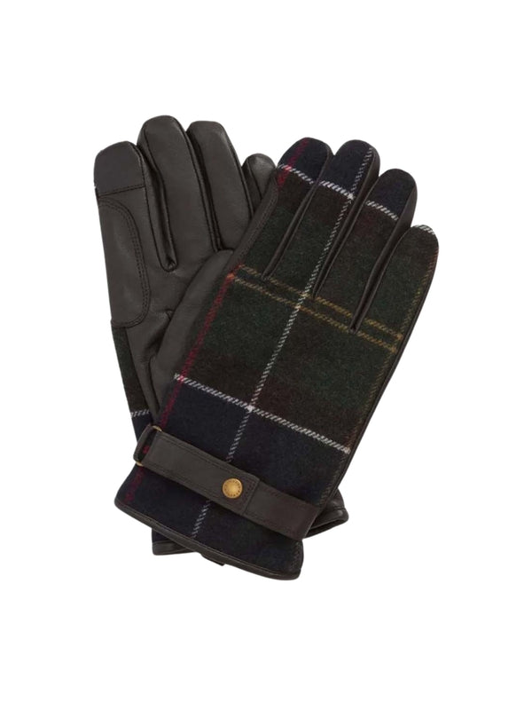 Barbour Green Checked Wool Gloves