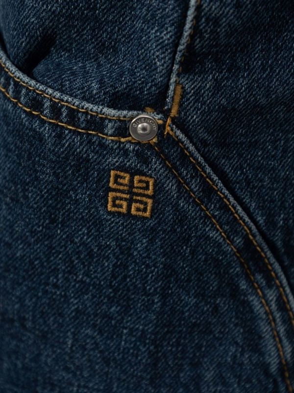 4g Logo Embroidery Cotton Denim Shorts